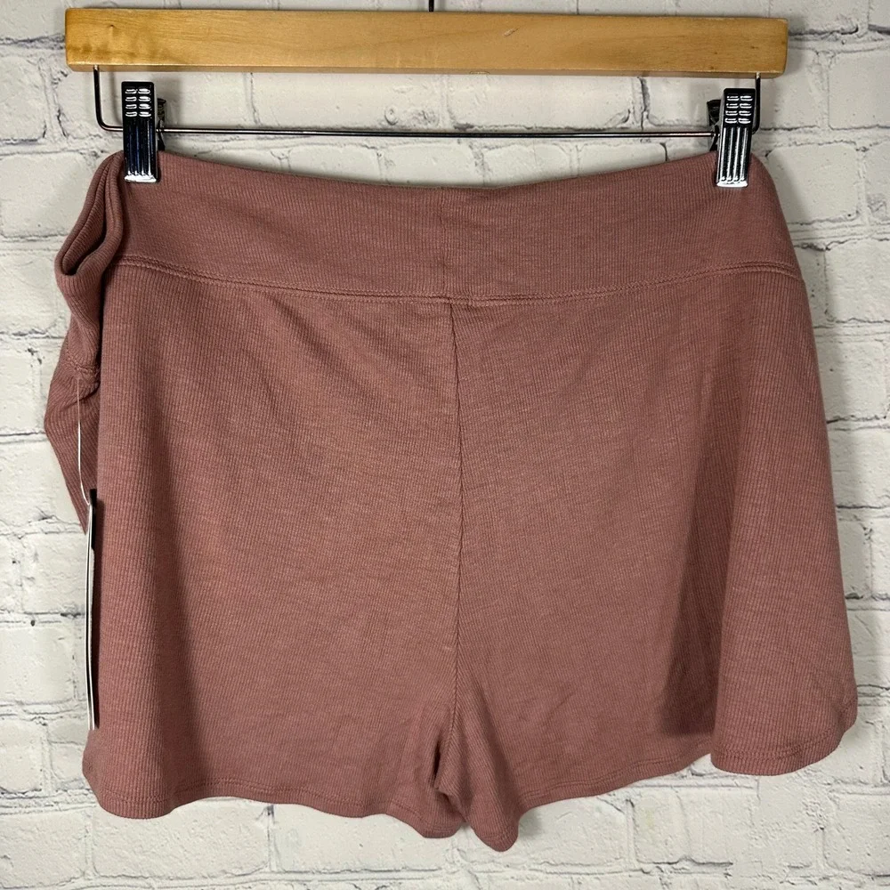 Athleta Well Rested Rib Sleep Short XL Mauve Pink Ribbed Knit Lounge Pajamas NEW